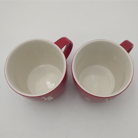 Starbucks 16 oz Ceramic Mug Set Red Partridge Bird Coffee Cups 2011 Holiday - Picture 7 of 13
